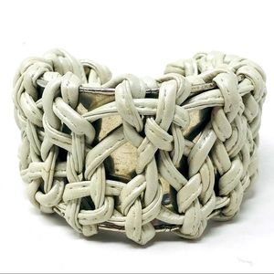 Erickson Beamon Silver Woven Leather Bracelet